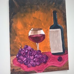 SOLD ❗️Painting - wine & grapes - wall decor